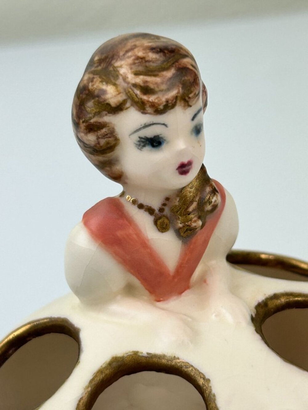 Vintage 1960s Girl Ceramic Pottery Lipstick Holder Vanity Artist Dated MCM Lady - Picture 15 of 16
